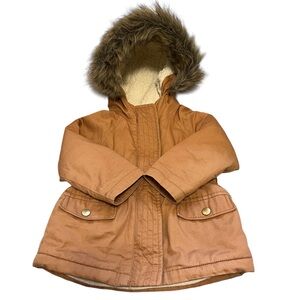 LIKE NEW - Old Navy Toddler Jacket with Fur Lined Hood - Camel, Size 18-24 Month
